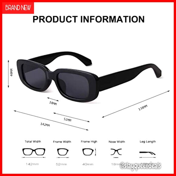 Retro Rectangle Sunglasses UV400 Protection Narrow Square Frame Driving